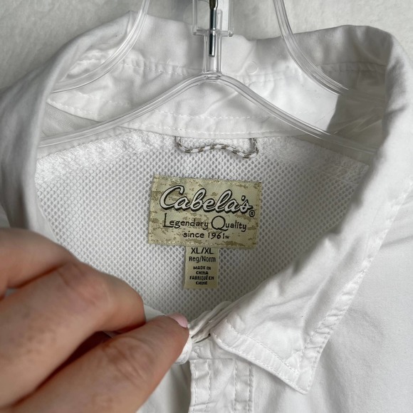 Cabela's Men's XL Lightweight Vented‎ Fishing Shirt Button Up Short Sleeve White - Picture 3 of 13